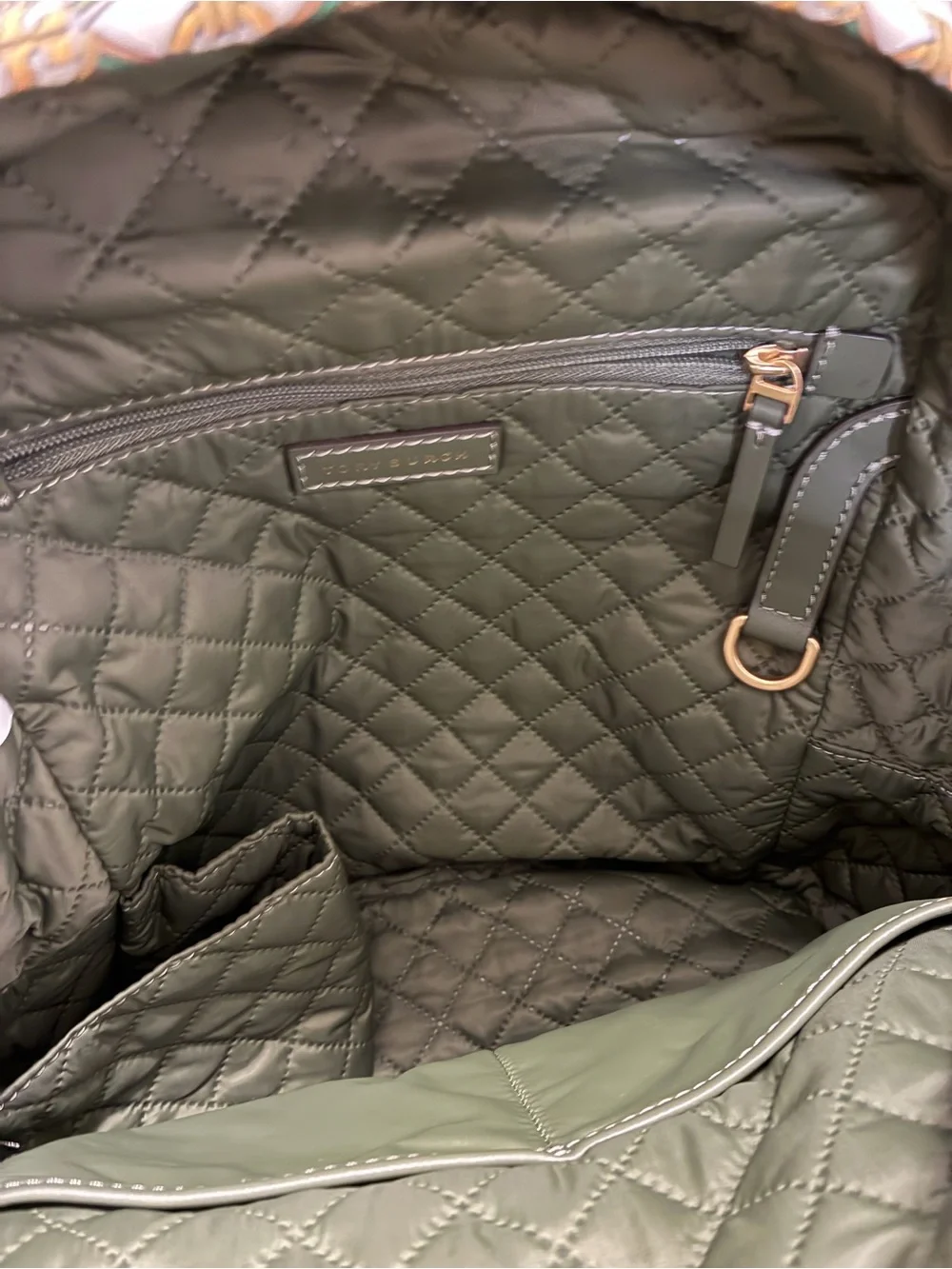 Tory Burch Printed Small Zip Backpack Yellow Green Gemini Medallion